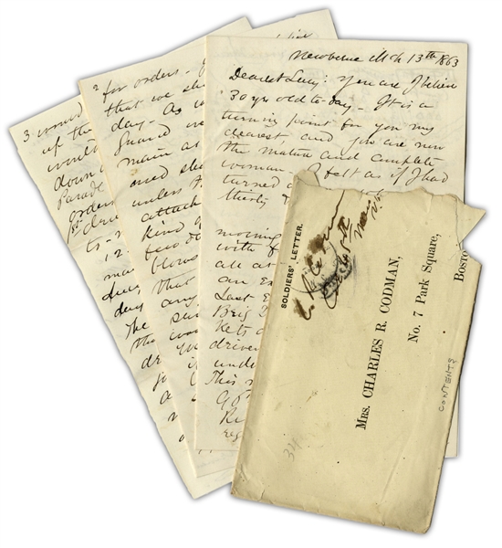 Civil War Archive by the Colonel Commanding the 45th Massachusetts Infantry -- ''...The battle at Kingston was a severe initiation...One man was killed at my side and many were hit all around me...''